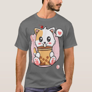 Cat Boba Tea Bubble Tea Kawaii Anime Japans meisje T-shirt