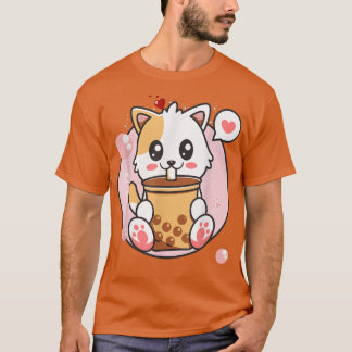 Cat Boba Tea Bubble Tea Kawaii Anime Japans meisje T-shirt