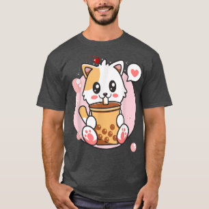 Cat Boba Tea Bubble Tea Kawaii Anime Japans meisje T-shirt