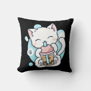 Cat Boba Tea Bubble Tea Kawaii Anime Japanse neko Kussen