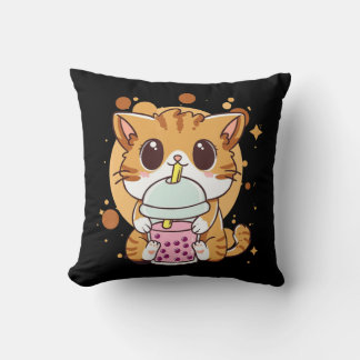 Cat Boba Tea Bubble Tea Kawaii Anime Japanse neko Kussen