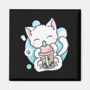 Cat Boba Tea Bubble Tea Kawaii Anime Japanse neko Magneet