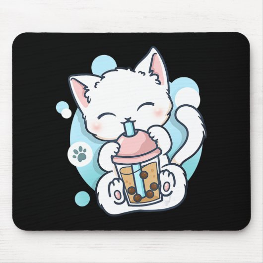 Cat Boba Tea Bubble Tea Kawaii Anime Japanse neko Muismat (Voorkant)