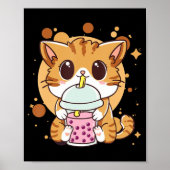 Cat Boba Tea Bubble Tea Kawaii Anime Japanse neko Poster (Voorkant)