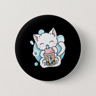 Cat Boba Tea Bubble Tea Kawaii Anime Japanse neko Ronde Button 5,7 Cm