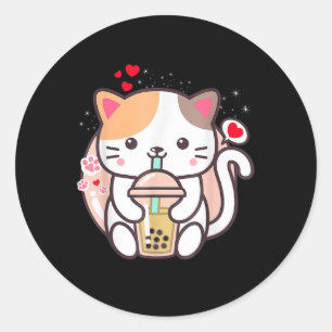 Cat Boba Tea Bubble Tea Kawaii Anime Japanse neko Ronde Sticker