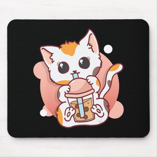 Cat Boba Tea Bubble Tea Kawaii Anime Neko voor mei Muismat (Voorkant)