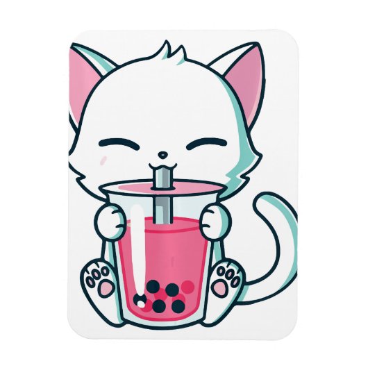 Cat Boba Tea koelkast Magnet Magneet (Verticaal)