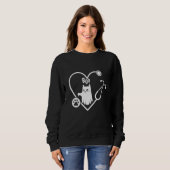 Cat Boo Ghost Spooky Veterinary Vet Technicio Ani Trui (Voorkant volledig)