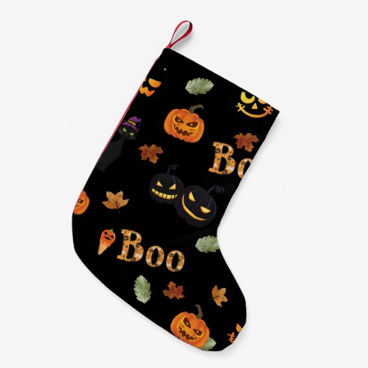 Cat Boo Halloween Kleine Kerstsok (Voorkant (Hangend))