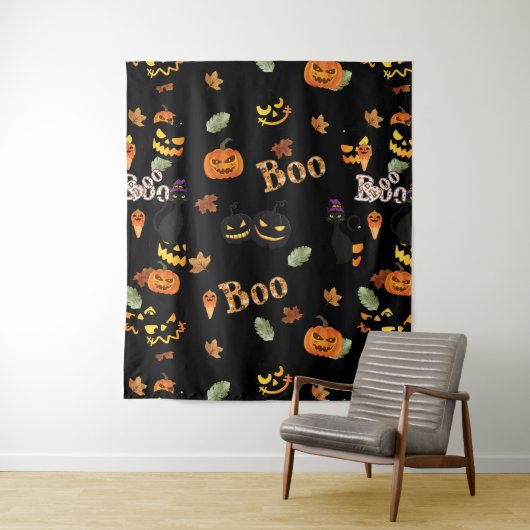 Cat Boo Halloween Wandkleed (In situ)