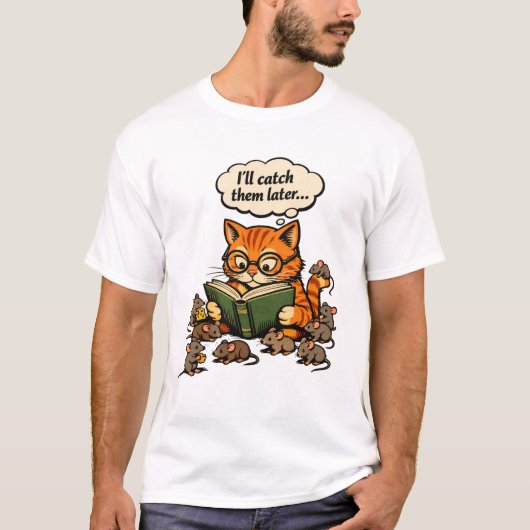 cat book t-shirt (Voorkant)