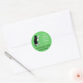 Cat Bookplate lezen Sticker in Light Green (Envelop)