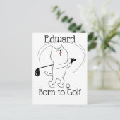 Cat Born to Golf Briefkaart (Staand voorkant)