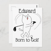 Cat Born to Golf Briefkaart (Voorkant / Achterkant)