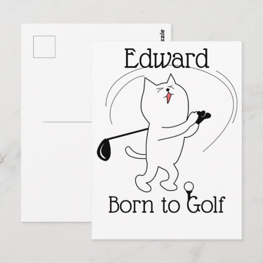 Cat Born to Golf Briefkaart (Voorkant / Achterkant)