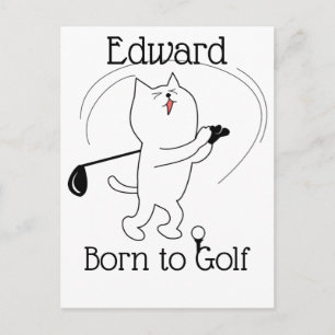 Cat Born to Golf Briefkaart