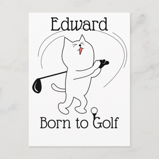 Cat Born to Golf Briefkaart (Voorkant)