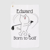 Cat Born to Golf Golfhanddoek (Voorkant)
