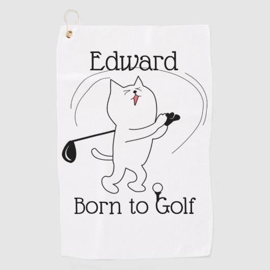 Cat Born to Golf Golfhanddoek (Voorkant)