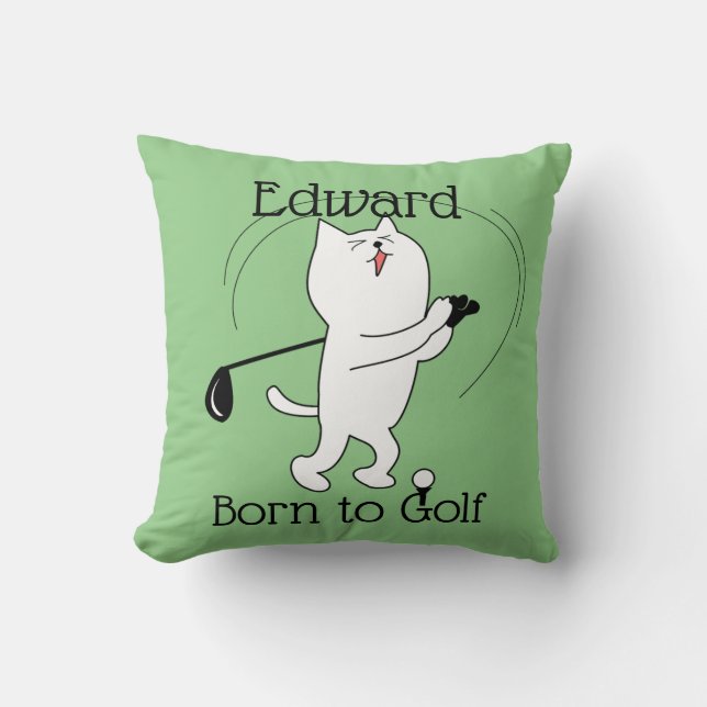 Cat Born to Golf Kussen (Voorkant)