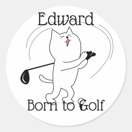 Cat Born to Golf Ronde Sticker (Voorkant)