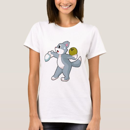 Cat Bowling Bowling ball Bowling pin T-shirt (Voorkant)