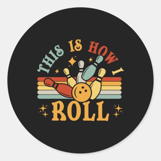 Cat bowling-shirt Dit is hoe ik grappig rol Ronde Sticker (Voorkant)