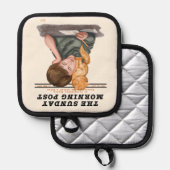  Cat & Boy Geïllustreerd Tijdschrift 1920 Pannenlap (Voorkant / Achterkant)