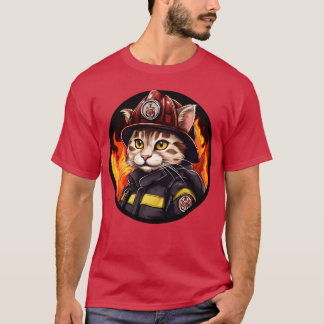 Cat Brandweerman familie T-shirt