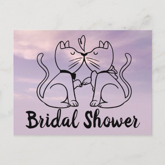 Cat Bridal Shower Uitnodiging Paarse Sky Waterverf (Voorkant)