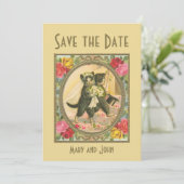 Cat Bride and Groom Wedding save the date Kaart (Staand voorkant)