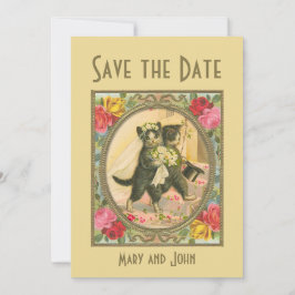Cat Bride and Groom Wedding  save the date Kaart
