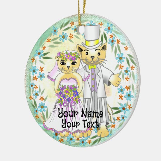 Cat Bride en Groom bruiloft Ornament (Links)