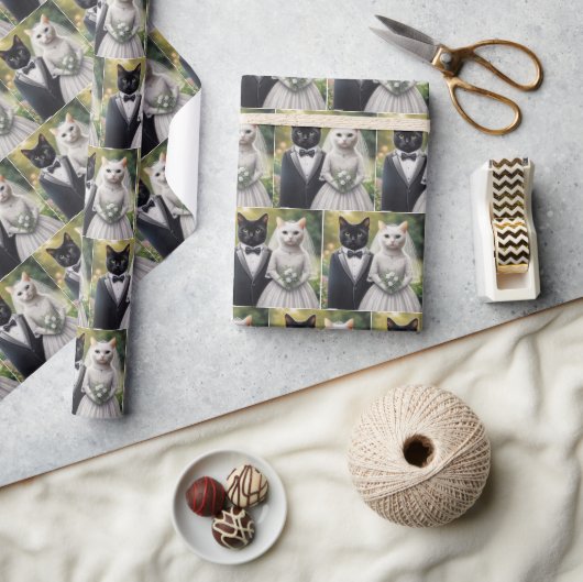 Cat Bride en Groom Cadeaupapier (Crafts)