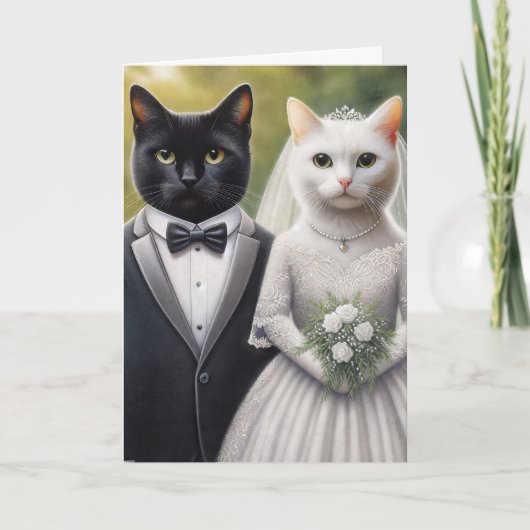 Cat Bride en Groom Kaart (Voorkant)