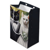 Cat Bride en Groom Medium Cadeauzakje (Voorkant Gekanteld)