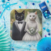 Cat Bride en Groom Papieren Bordje (Feest)