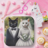 Cat Bride en Groom Papieren Bordje (Feest)