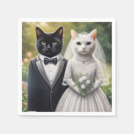 Cat Bride en Groom Servet (Voorkant)