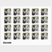 Cat Bride en Groom Vierkante Sticker (Vel)