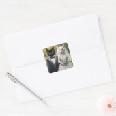 Cat Bride en Groom Vierkante Sticker (Envelop)