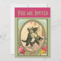 Cat Bride en Groom Wedding Invitation