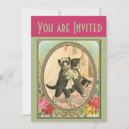 Cat Bride en Groom Wedding Invitation Kaart