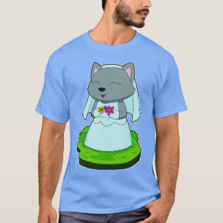 Cat Bride Flowers Wedding T-shirt