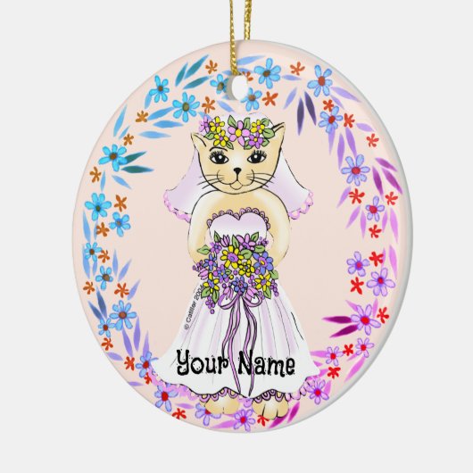Cat Bride Keramisch Ornament (Links)