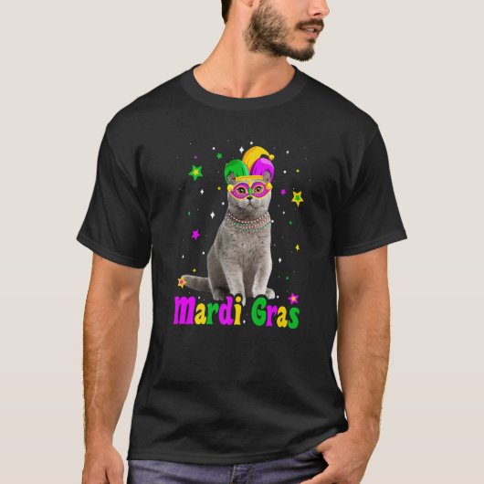 Cat British Shorthair Mask Mardi Gras Carnivals Ca T-shirt (Voorkant)