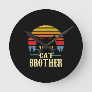 Cat Brother  Eighties Style Retro T-shirt Ronde Klok
