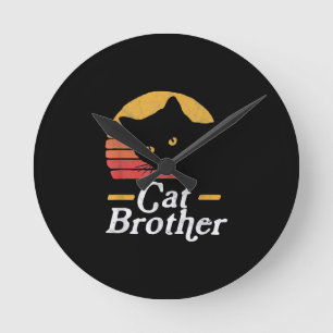 Cat Brother Style Retro Cadeau voor katteplaat Ronde Klok