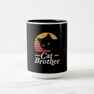 Cat Brother  Style Retro Cadeau voor katteplaat Tweekleurige Koffiemok